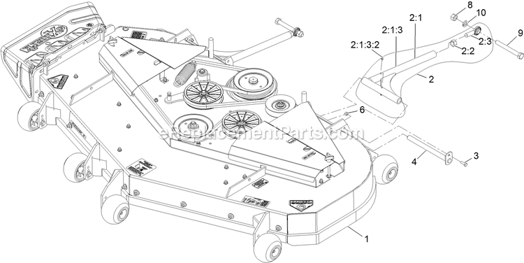Complete Deck Assembly Diagram and Parts List for LZDS902K605 (313000000-313999999)(2013) Exmark Lawn Mower