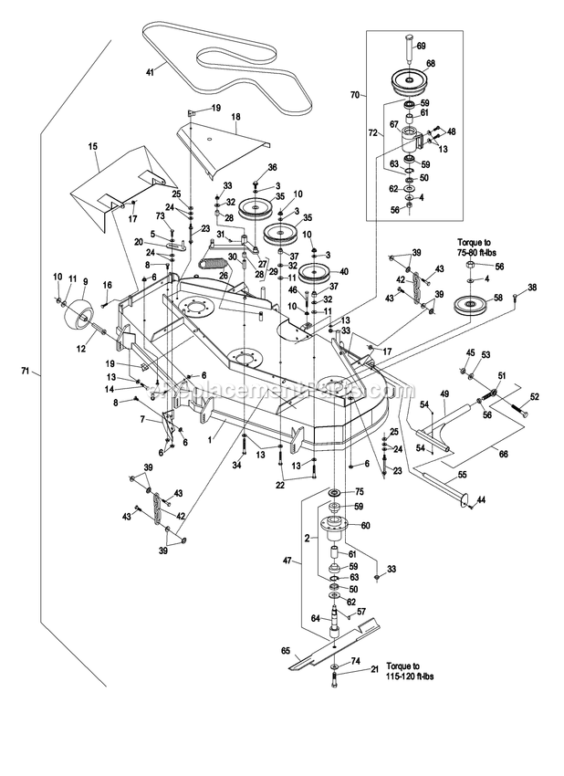Deck Group (2) Diagram and Parts List for LZ25KA604 (320000-369999)(2002) Exmark Lawn Mower