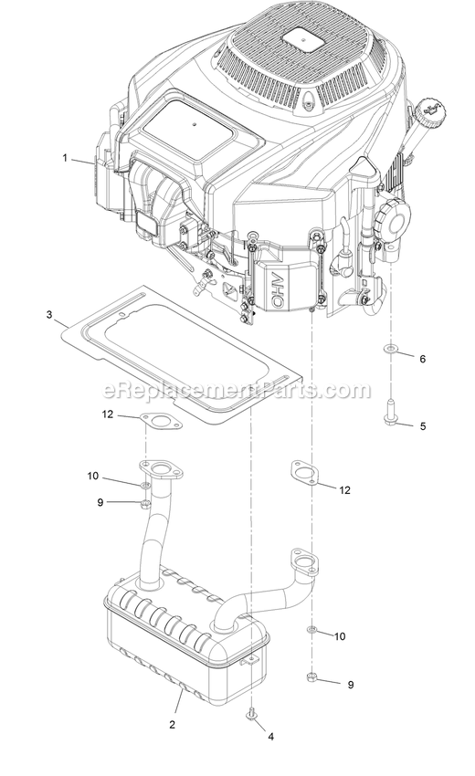 Engine Assembly Diagram and Parts List for QZS708GEM60200 (402082300-404314158)(2018) Exmark Lawn Mower
