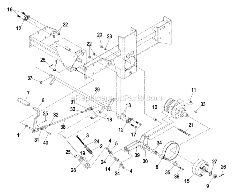 Park Brake Group Diagram and Parts List for LXS25KD605 (600000-669999)(2006) Exmark Lawn Mower