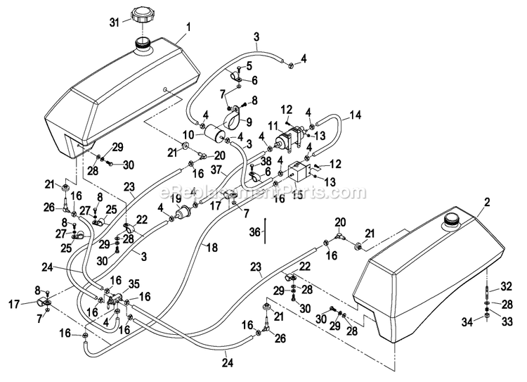 Fuel Group (3) Diagram and Parts List for LZ23KA604 (260000-319999)(2001) Exmark Lawn Mower