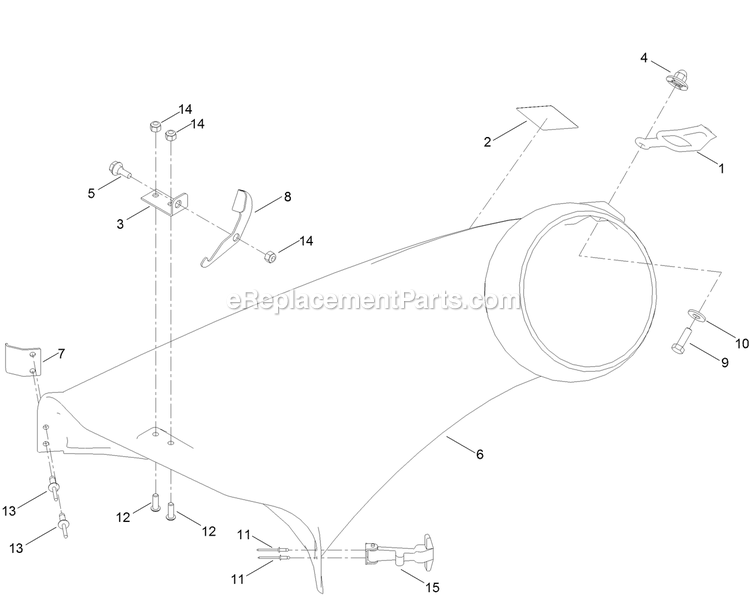 Bagger Boot Assembly (2) Diagram and Parts List for 135-3543 (402082300-404314158)(2018) Exmark Lawn Tractor Accessories