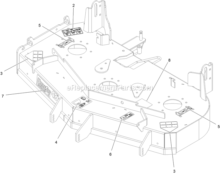 Deck With Decals Diagram and Parts List for LZE600GKA484A2 (315000000-315999999)(2015) Exmark Lawn Mower