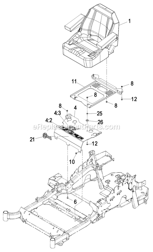 Seat Group Diagram and Parts List for LZAS22KA484CA (850000-919999)(2010) Exmark Lawn Mower