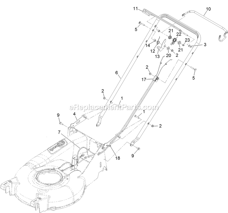 Handle Assembly Diagram and Parts List for ECXKABBC21 (314000000-314999999)(2014) Exmark Lawn Mower