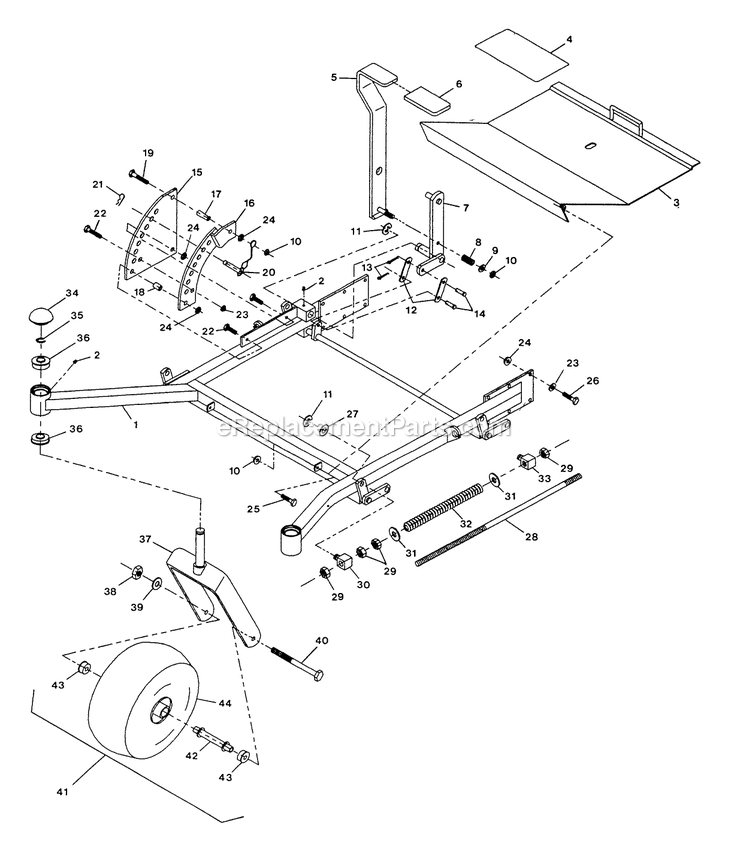 Front Frame Group Diagram and Parts List for LZ-22KC52 (115000-129999)(1996) Exmark Lawn Mower