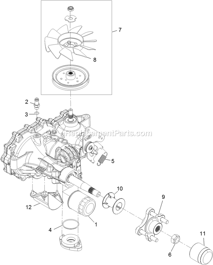 Transaxle Assembly Diagram and Parts List for PNS740KC604 (314000000-314999999)(2014) Exmark Lawn Mower