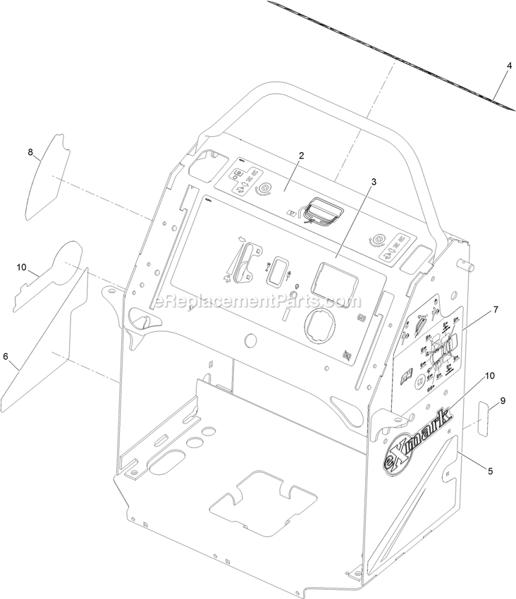 Control Tower With Decals Assembly Diagram and Parts List for VTS730AKC52400 (400000000-402082299)(2017) Exmark Lawn Mower
