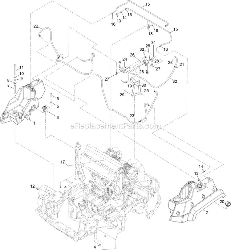 Fuel Assembly Diagram and Parts List for LZS88CDYM96RW0 (408644346-411294211)(2021) Exmark Lawn Mower