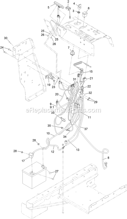 Electrical Assembly Diagram and Parts List for 34233 406912824-999999999 Exmark Sprayer