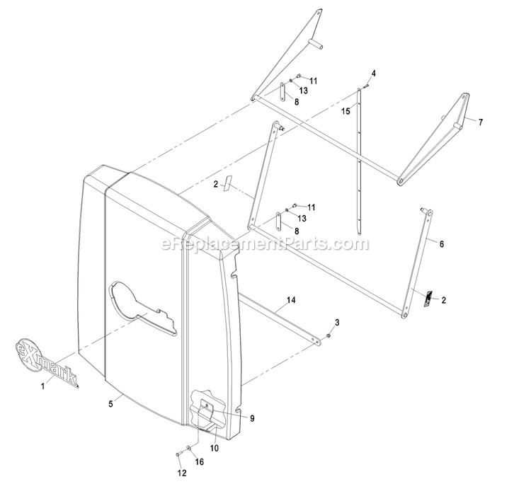 Hopper Door Diagram and Parts List for FRCK604 (720000-789999)(2008) Exmark Lawn Tractor Accessories