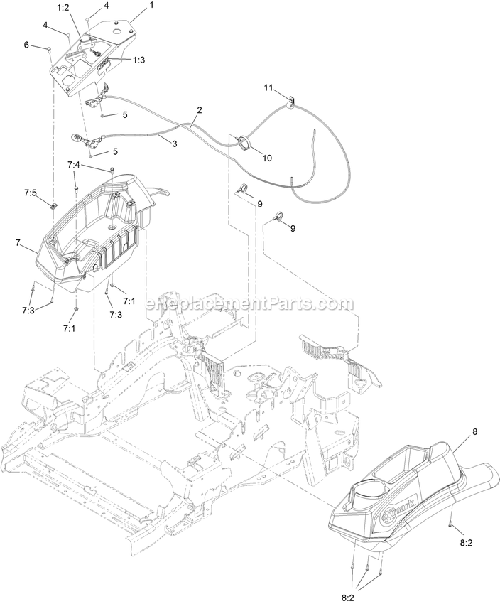 Controls Assembly Diagram and Parts List for LZX921GKA72600 (400000000-402082299)(2017) Exmark Lawn Mower