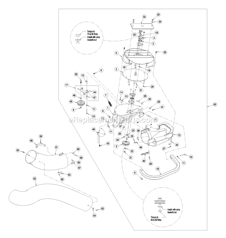 Blower Assembly (2) Diagram and Parts List for LZUV52 (510000-599999)(2005) Exmark Lawn Tractor Accessories