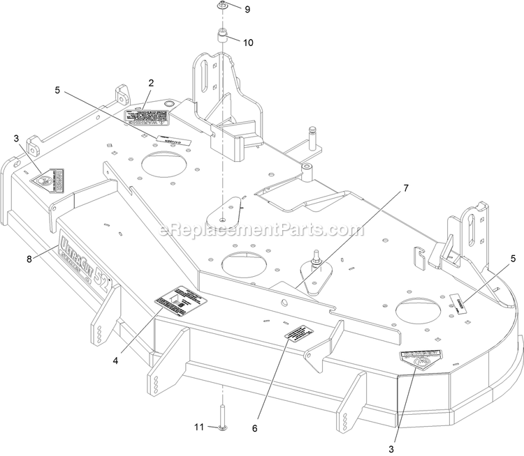 Deck With Decals Diagram and Parts List for LZE691KA524SS (314000000-314999999)(2014) Exmark Lawn Mower