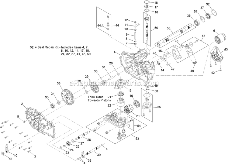 Lh Transaxle Assembly Diagram and Parts List for ARX481CKA30000 (316000000-399999999)(2016) Exmark Aerator