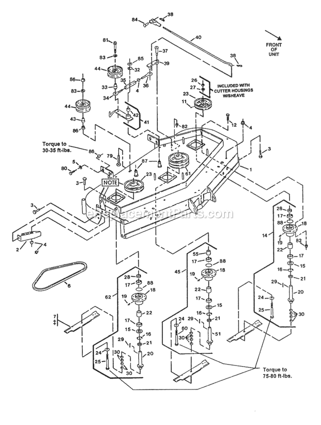 Mower Deck (5) Diagram and Parts List for M36-14K-5E (115000-129999)(1996) Exmark Lawn Mower