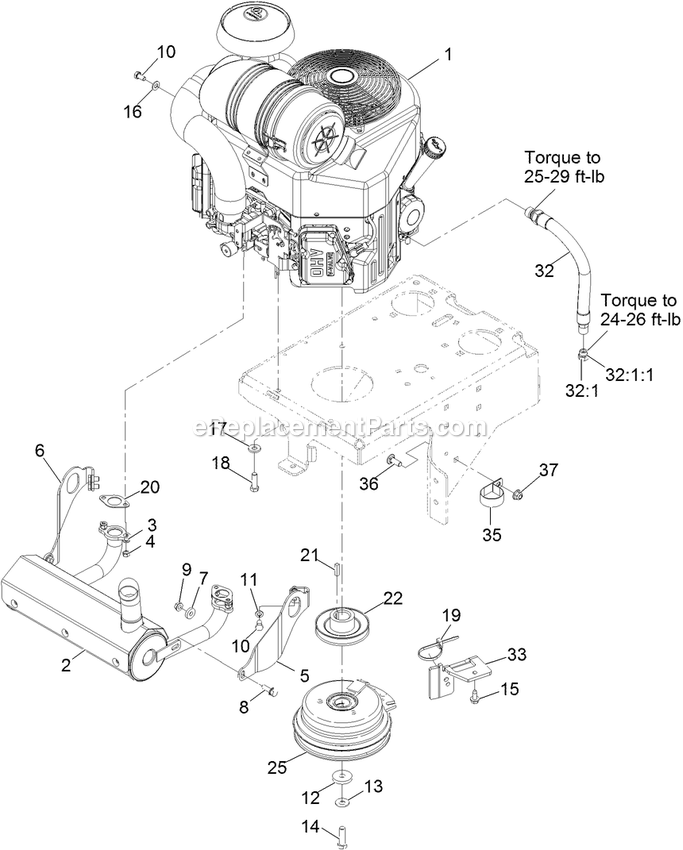 Engine Assembly Diagram and Parts List for VTS691KA484CA (313000000-313999999)(2013) Exmark Lawn Mower