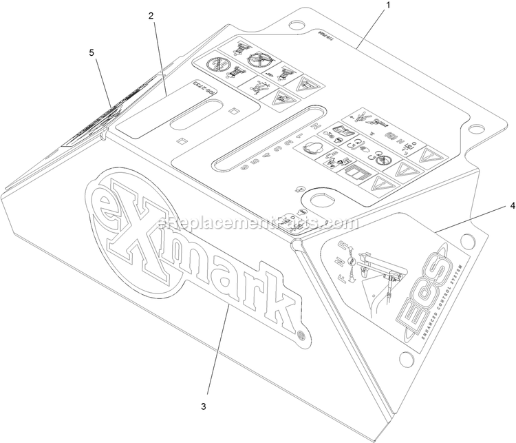Control Panel With Decals Assembly Diagram and Parts List for VHS481GKA36200 (315000000-315999999)(2015) Exmark Lawn Mower