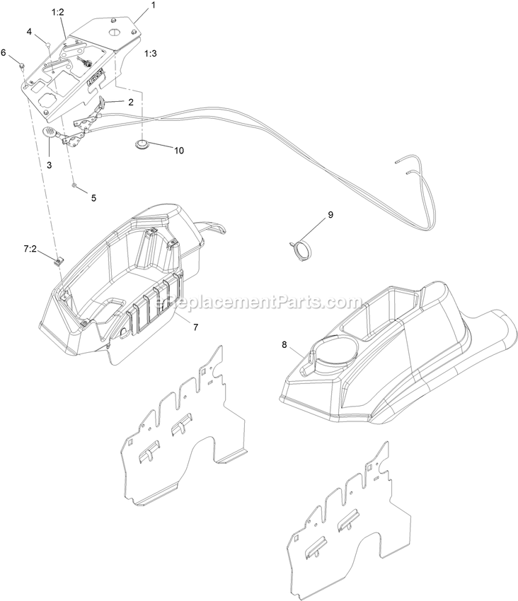 Controls Assembly Diagram and Parts List for LZE742GKC604B1 (316000000-399999999)(2016) Exmark Lawn Mower
