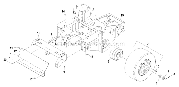 Mainframe Group (1) Diagram and Parts List for LCT4818BV (510000-599999)(2005) Exmark Lawn Mower