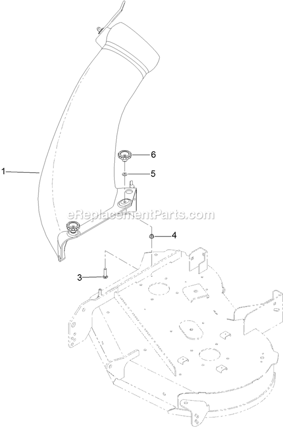 34 Inch Chute Mounting Assembly Diagram and Parts List for 126-6339 (315000000-315999999)(2015) Exmark Lawn Tractor Accessories