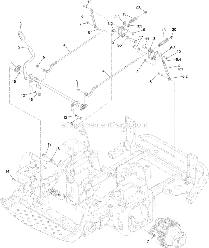 Parking Brake Assembly Diagram and Parts List for LZS80TDYM72RW0 (408644346-411294211)(2021) Exmark Lawn Mower