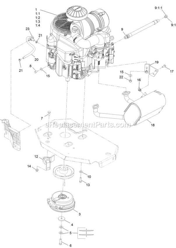 Engine Assembly Diagram and Parts List for LZE751GKA604A1 (400000000-402082299)(2017) Exmark Lawn Mower