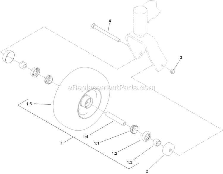 Wheel And Bearing Assembly Diagram and Parts List for VTS541CKA36300 (315000000-315999999)(2015) Exmark Lawn Mower