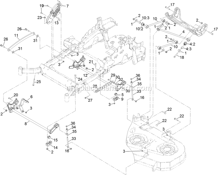 Deck Lift Assembly Diagram and Parts List for LZX801GKA60600 (404314159-406294344)(2019) Exmark Lawn Mower