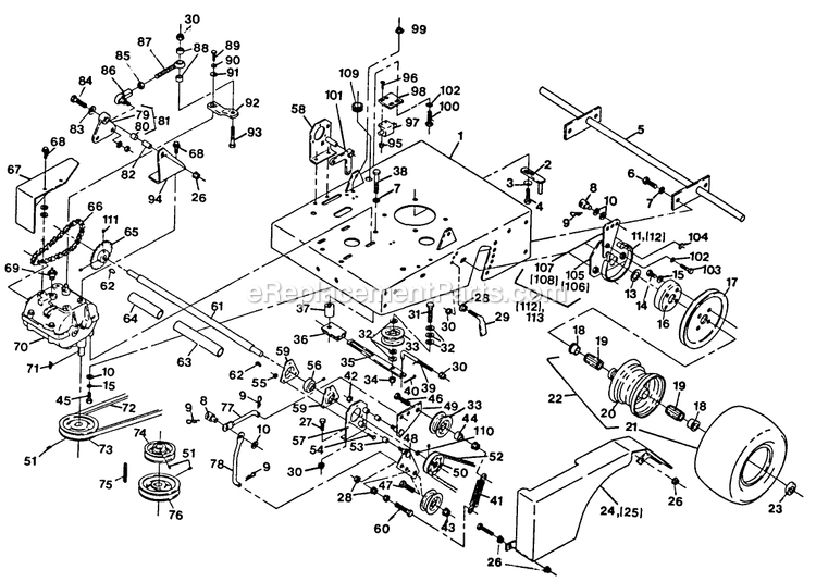 Engine Deck Group Diagram and Parts List for V32-85B-5 (70000-79999)(1992) Exmark Lawn Mower