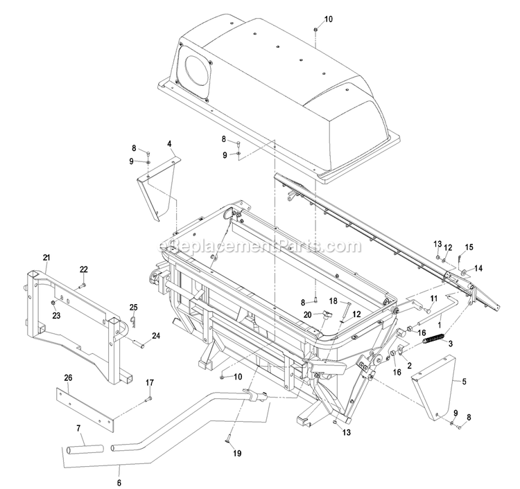 Hopper Assembly Diagram and Parts List for LHPUVD4448 (600000-669999)(2006) Exmark Lawn Tractor Accessories