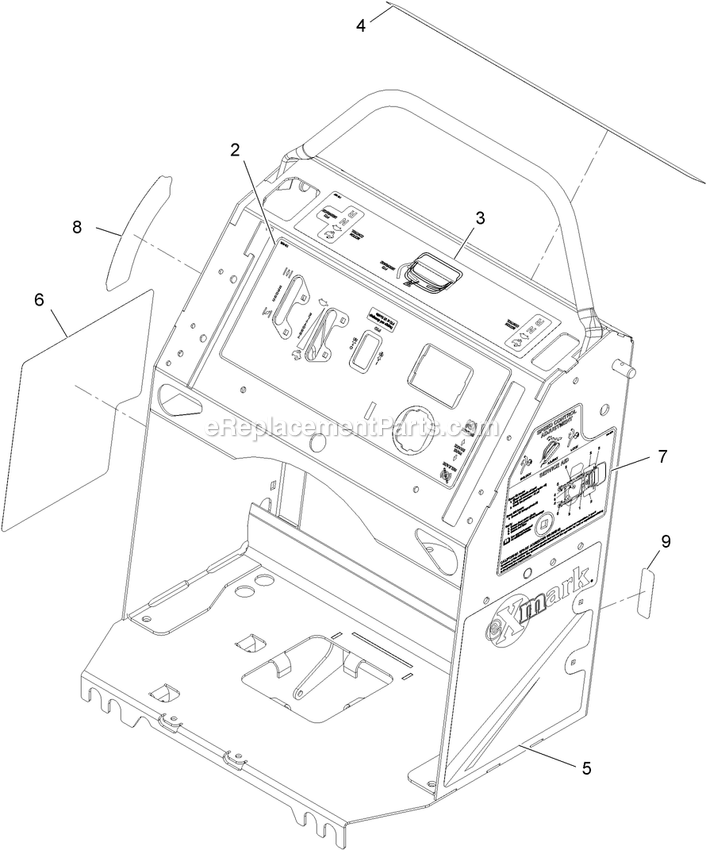 Control Tower With Decals Assembly Diagram and Parts List for VT18KA363 (920000-999999)(2011) Exmark Lawn Mower