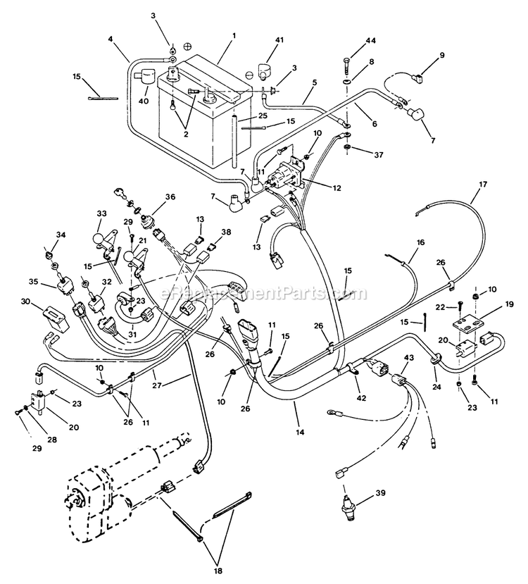 Electrical Group Diagram and Parts List for TR-20KC (90000-101999)(1994) Exmark Lawn Mower