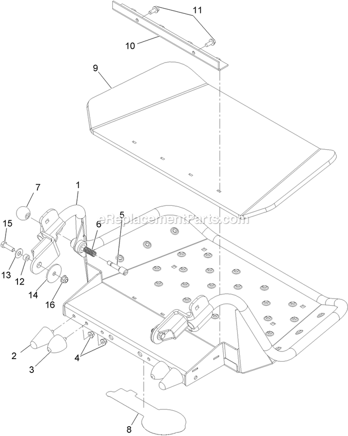 Platform Assembly (2) Diagram and Parts List for VT18KA363 (920000-999999)(2011) Exmark Lawn Mower