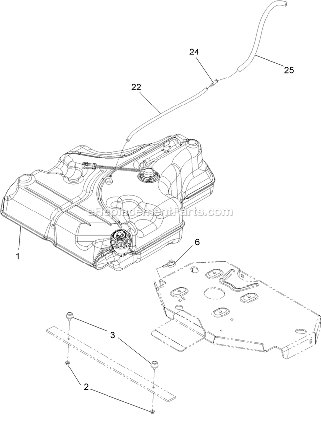 Fuel Tank Mounting Assembly Diagram and Parts List for LZE22KA484 (920000-999999)(2011) Exmark Lawn Mower
