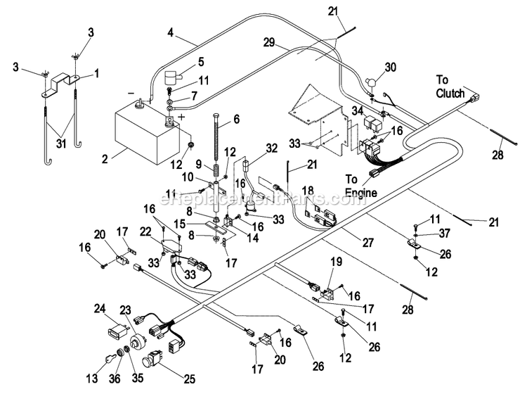 Electrical Group (4) Diagram and Parts List for LZ23KA604 (260000-319999)(2001) Exmark Lawn Mower