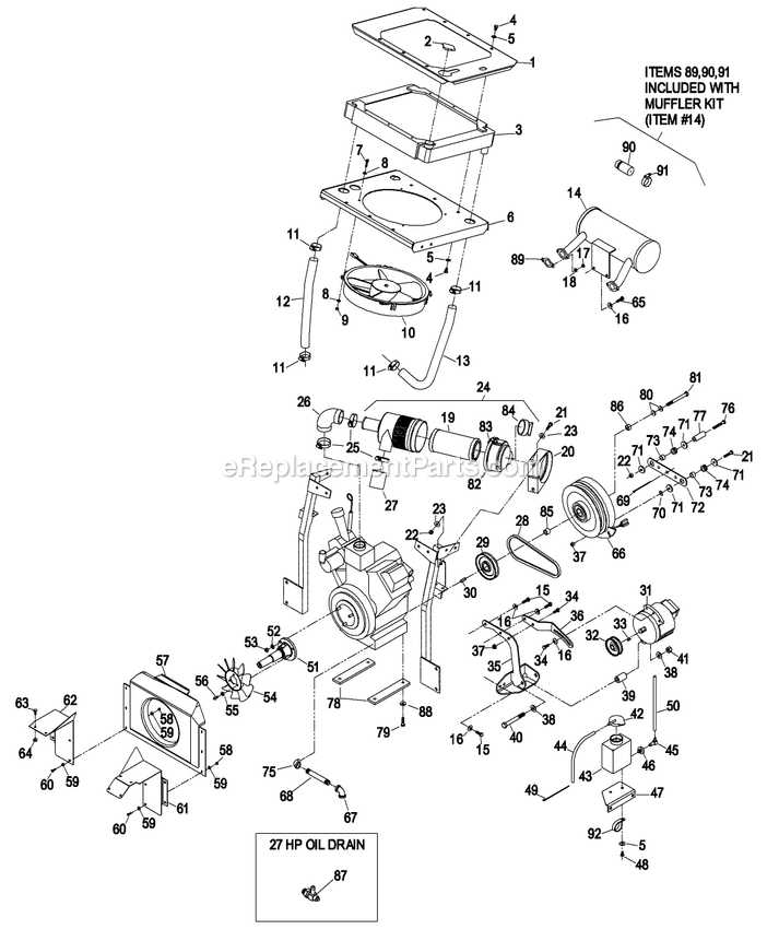 Engine Deck Group (3) Diagram and Parts List for LZ23KA604 (260000-319999)(2001) Exmark Lawn Mower