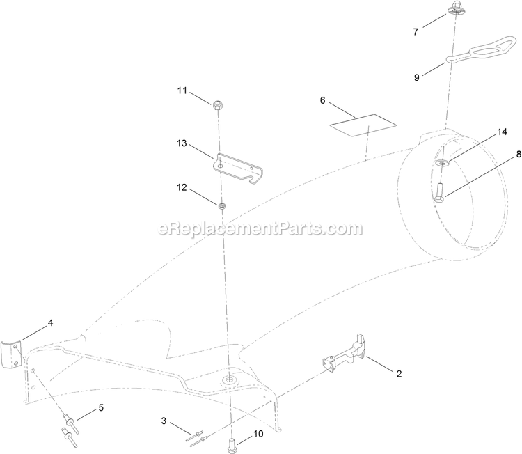 42 Inch Chute Assembly Diagram and Parts List for 126-7506 (316000000-399999999)(2016) Exmark Lawn Tractor Accessories
