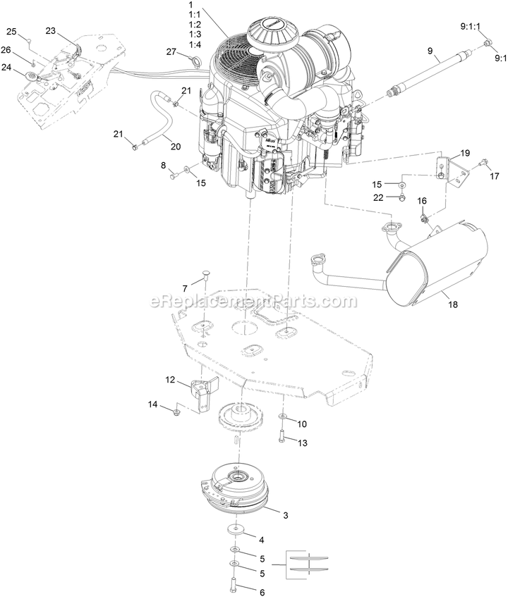 Engine Assembly Diagram and Parts List for LZE751GKA524A2 (402082300-404314158)(2018) Exmark Lawn Mower