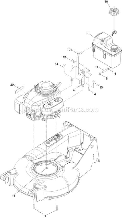 Engine Assembly Diagram and Parts List for ECX160CHN21000 (402082300-404314158)(2018) Exmark Lawn Mower