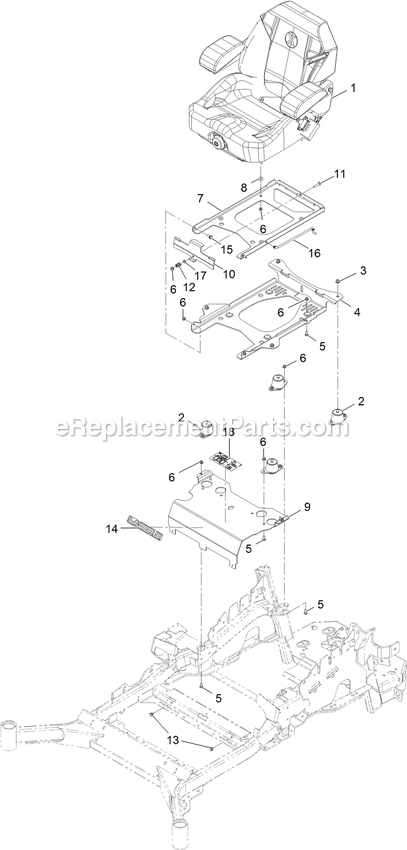 Seat Assembly (1) Diagram and Parts List for LZX980EKC96RW0 (406294345-408644345)(2020) Exmark Lawn Mower