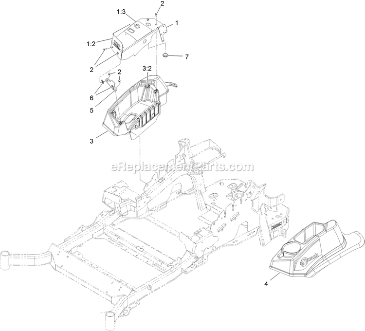 Controls Assembly Diagram and Parts List for LZS850EKA604W0 (406294345-408644345)(2020) Exmark Lawn Mower