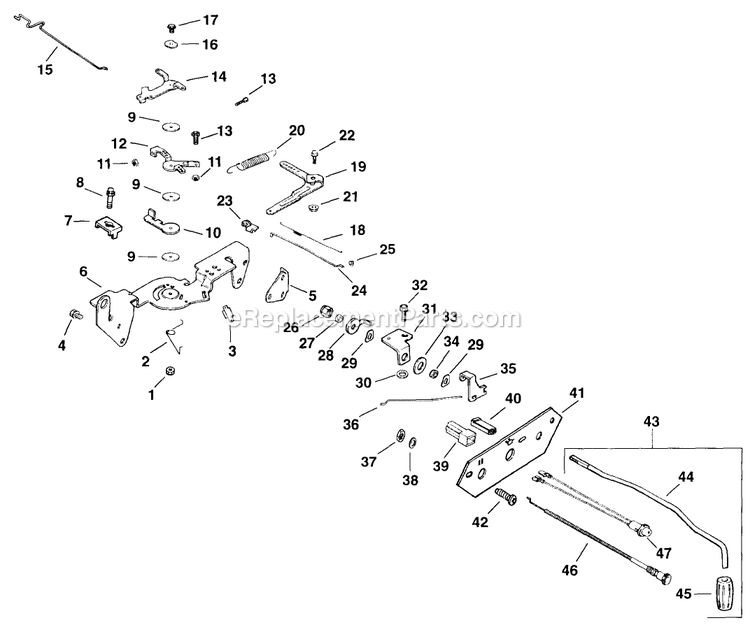 Engine Controls Diagram and Parts List for LZ22KC604 (190000-219999)(1999) Exmark Lawn Mower