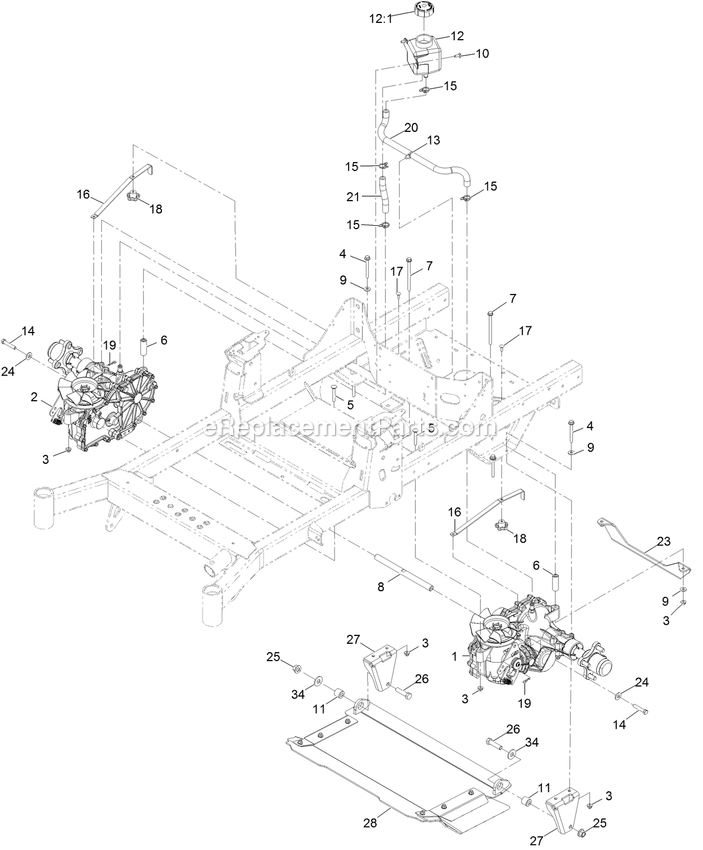 Hydraulic Assembly Diagram and Parts List for RAS740GKC60R00 (400000000-402082299)(2017) Exmark Lawn Mower