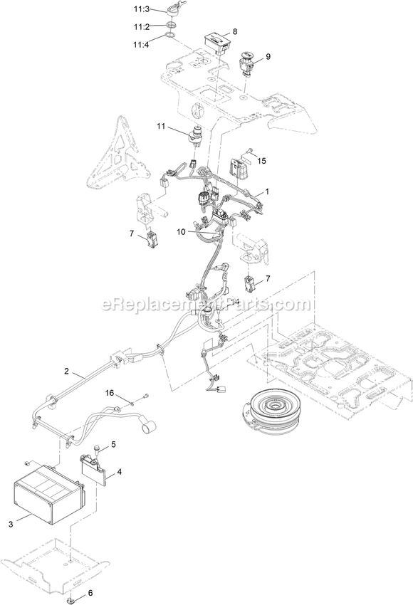 Electrical Assembly Diagram and Parts List for STE600CKA323H1 (408644346-411294211)(2021) Exmark Lawn Mower