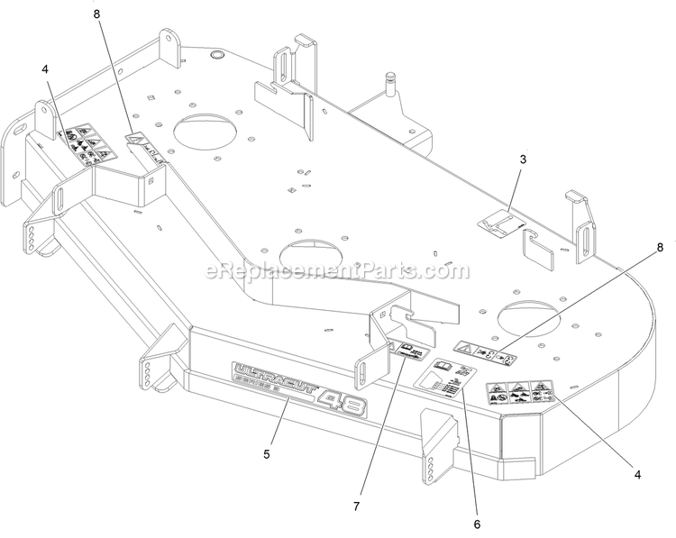 Deck With Decals Assembly Diagram and Parts List for PNS710GKC48300 (316000000-399999999)(2016) Exmark Lawn Mower