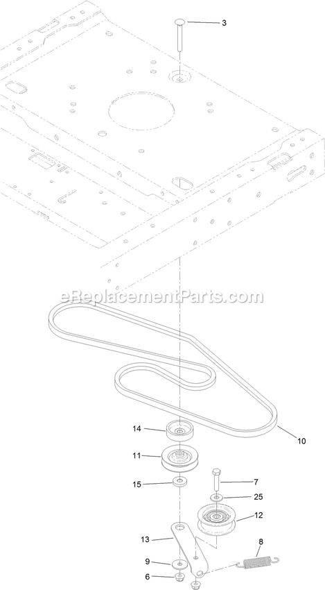 Belt And Pulley Assembly Diagram and Parts List for QTE735KC501 (314000000-314999999)(2014) Exmark Lawn Mower