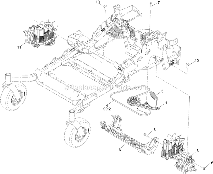 Hydraulic Assembly Diagram and Parts List for LZS801PKA724 (312000000-312999999)(2012) Exmark Lawn Mower