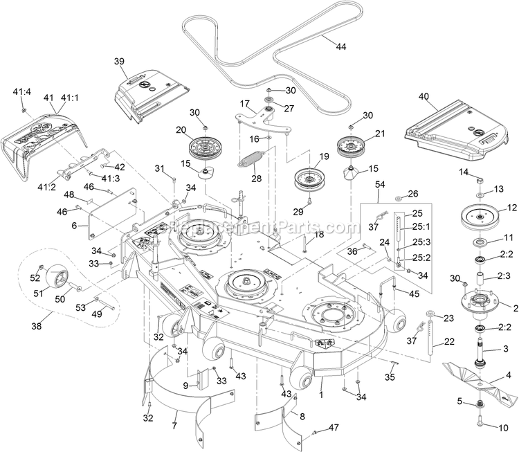 Deck Assembly Diagram and Parts List for TTX650EKC604N0 (402082300-404314158)(2018) Exmark Lawn Mower