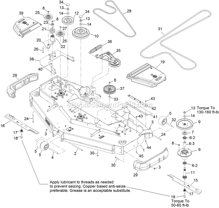 Deck Assembly Diagram and Parts List for LZE749EKC72RA1 (315000000-315999999)(2015) Exmark Lawn Mower